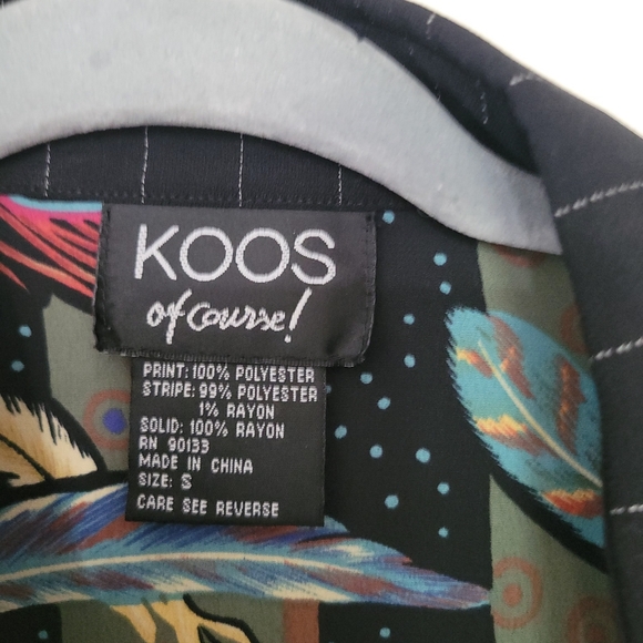 Koos of Course Shirt Women SMALL Blouse Button Front Art to Wear Feathers Pocket - Picture 2 of 3